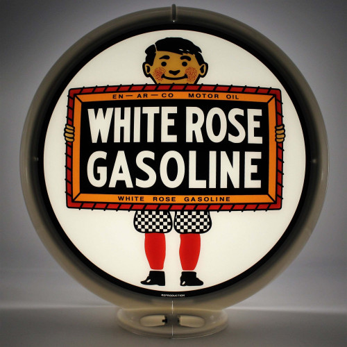 White Rose Boy Gasoline Glass Gas Pump Globe Lamp