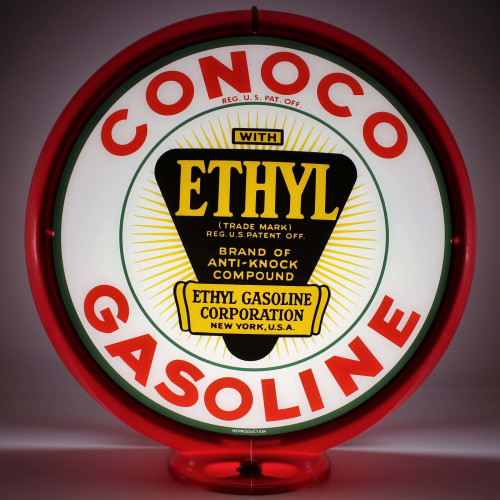 Conoco Ethyl Gasoline White Gas Pump Globe Lamp