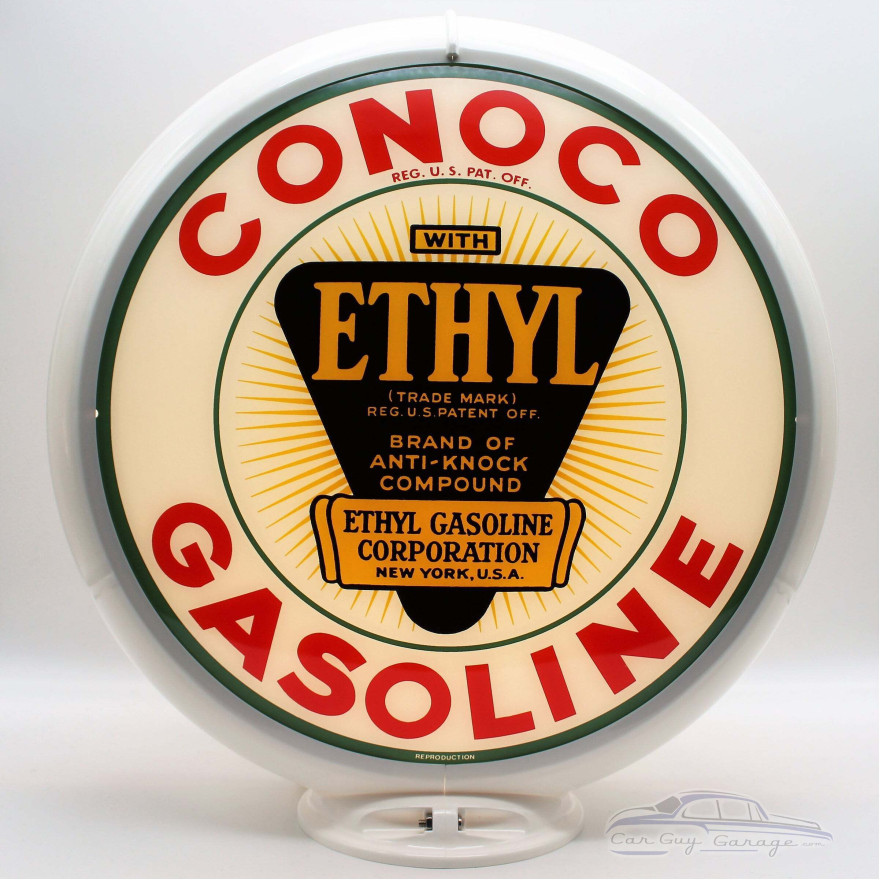 Conoco Ethyl Gasoline White Gas Pump Globe Lamp Conoco Ethyl Gasoline White Gas Pump Globe Lamp