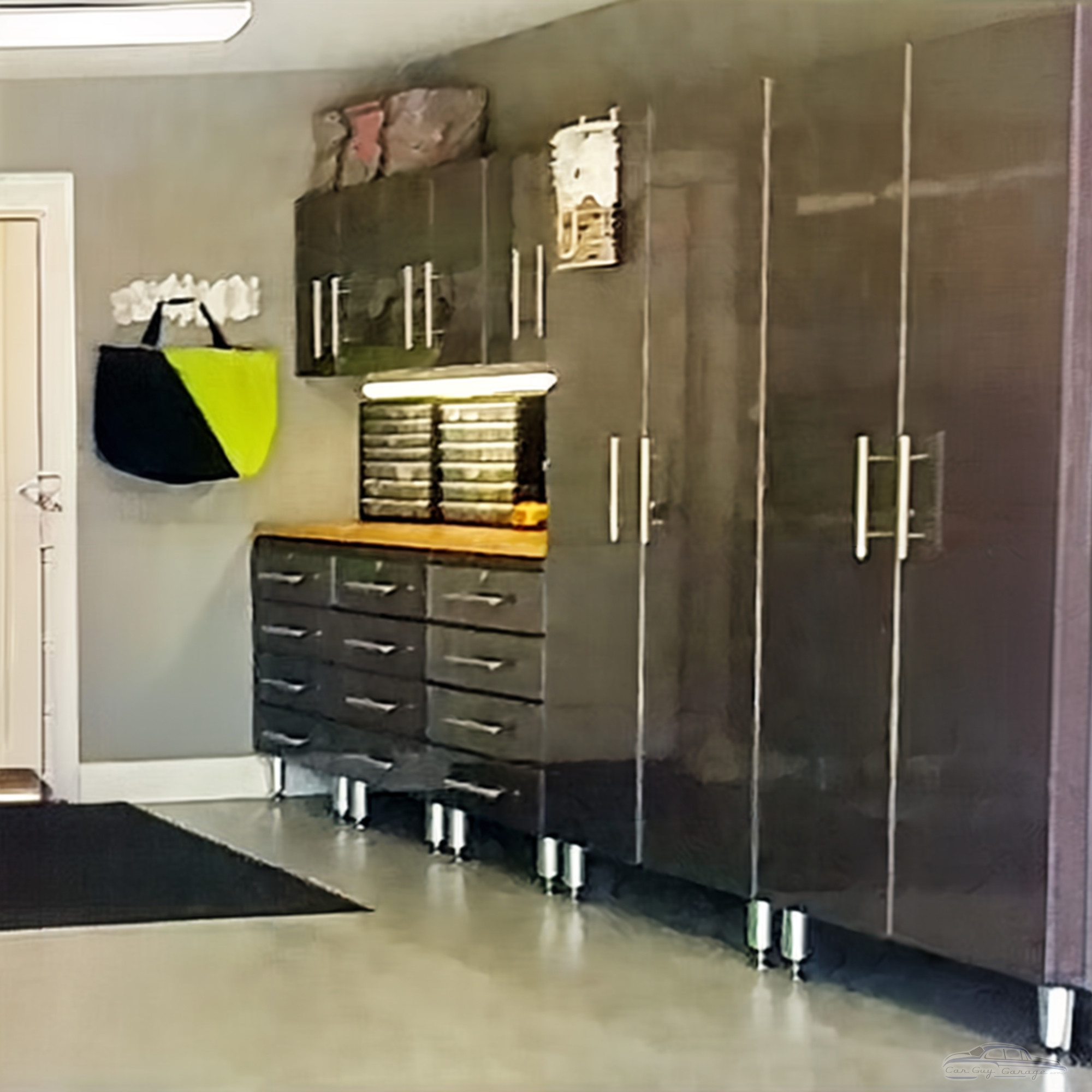 Grey Modular 9 Piece Kit with Bamboo Worktop for Garage