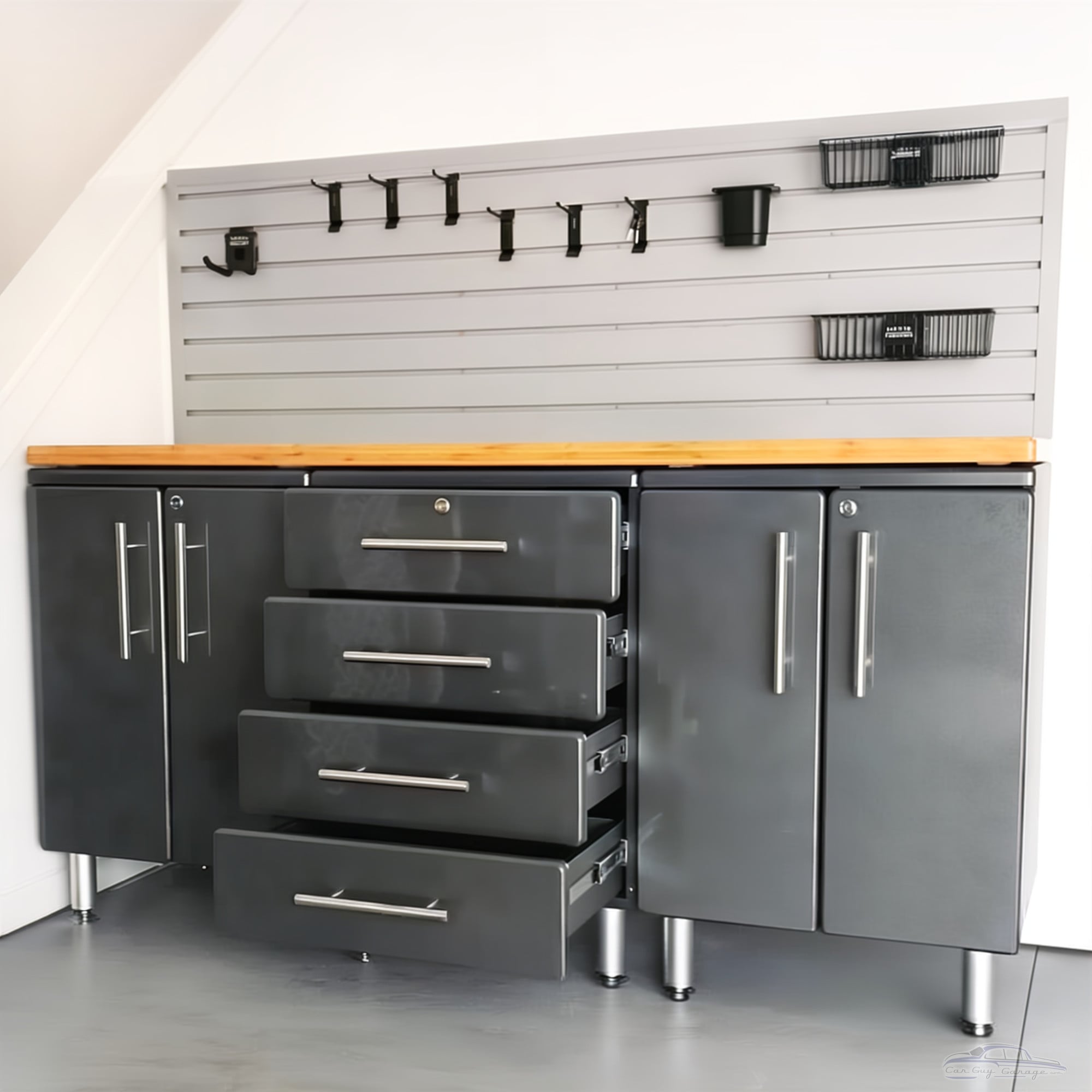 Grey Modular 4 Piece Workstation Kit - Garage Storage Solution