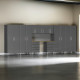 Grey Modular 10 Piece Garage Cabinet Kit with Bamboo Worktop Grey Modular 10 Piece Garage Cabinet Kit with Bamboo Worktop