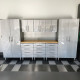 Silver Modular 9 Piece Garage Cabinet Kit with Bamboo Worktop Silver Modular 9 Piece Garage Cabinet Kit with Bamboo Worktop