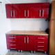 Red Modular 7 Piece Garage Cabinet Kit with Bamboo Worktop Red Modular 7 Piece Garage Cabinet Kit with Bamboo Worktop