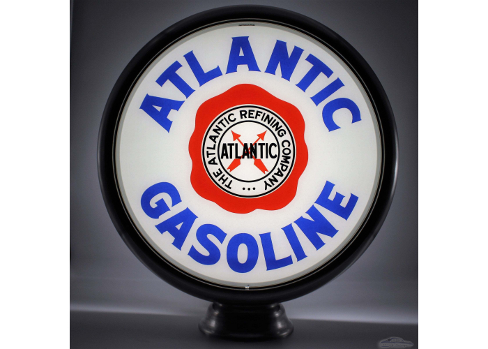 Atlantic "Fried Egg" Gasoline 15" Gas Pump Globe With 15" Steel Body with Lamp Base