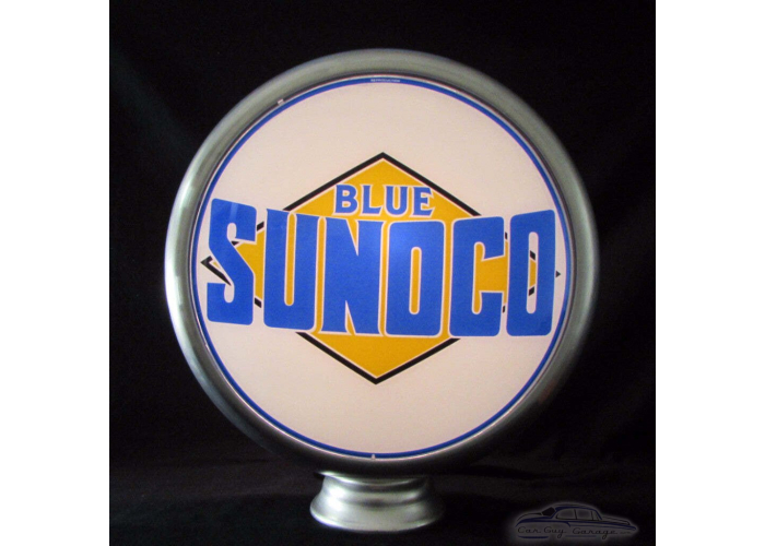 Sunoco Blue Pre-1941 Black Diamond 15" Ad Globe with Lamp Base