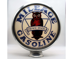 Mileage Gasoline 15" Ad Globe with Lamp Base