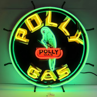 Polly Gas Parrot Vintage Neon Sign - 24" Round