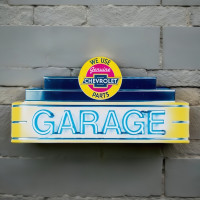 Vintage We Use Genuine Chevrolet Parts Garage Neon Sign - 48" x 24"