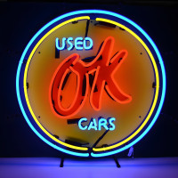 GM OK Used Cars Neon Sign - 25" Round