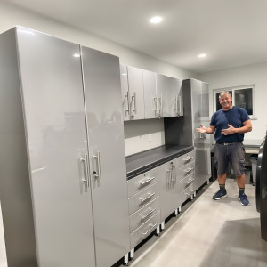 Silver Modular 9-Piece Garage Storage Cabinet Set with Worktop