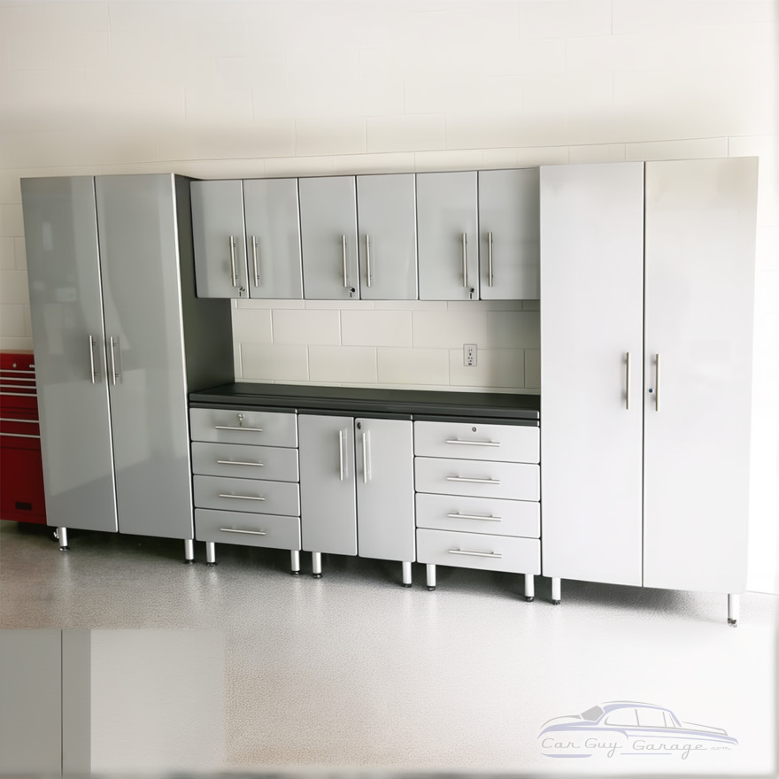 Silver Modular 9 Piece Storage Cabinet Set Silver Modular 9 Piece Storage Cabinet Set