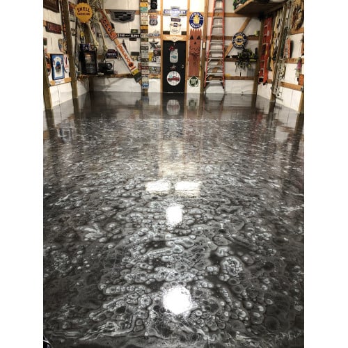 Storm Cloud Basecoat with Obsidian Silver Effects Metallic Epoxy