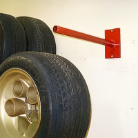 Heavy Duty Single Tire Wall Mount Wheel Hanger for Garage - Red