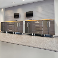 Grey Modular 8-Piece Dual Garage Cabinet Workstation Set Bamboo Tops