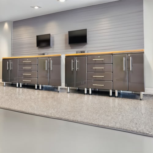 Grey Modular 8 Piece Dual Garage Workstation Set