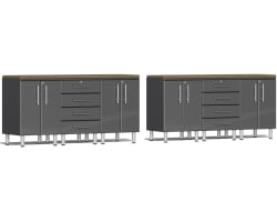 Grey Modular 8 Piece Dual Workstation Set
