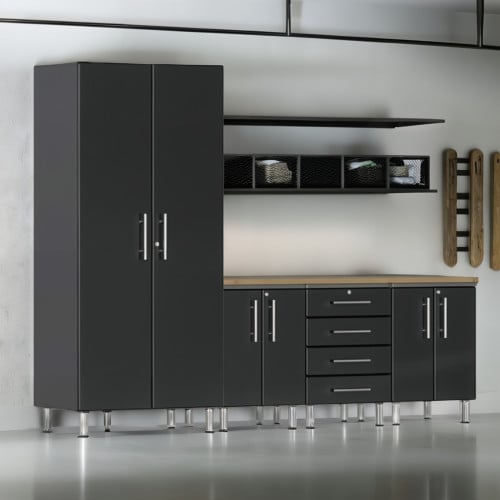 Black Modular 5 Piece Set of Garage Cabinets