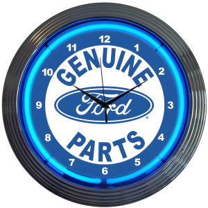 Ford Genuine Parts Blue Neon Wall Clock - 15" Round