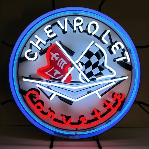 C1 Corvette Neon Sign With Blue Outer Ring