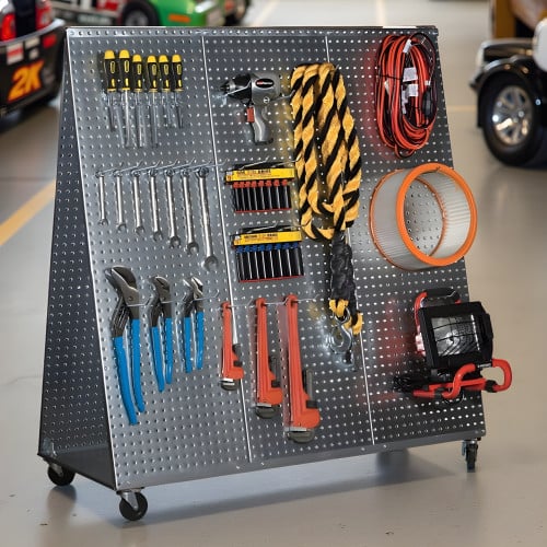 48" Long Rolling Pegboard Cart