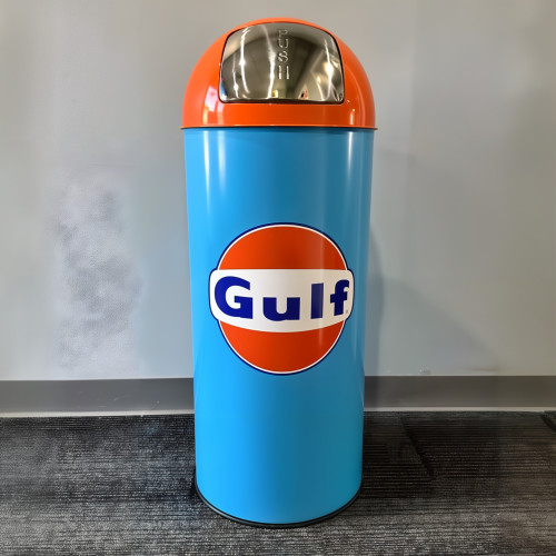 Gulf Heritage Edition Dome-Top Metal Trash Can, Push Door, 18.5 Gal