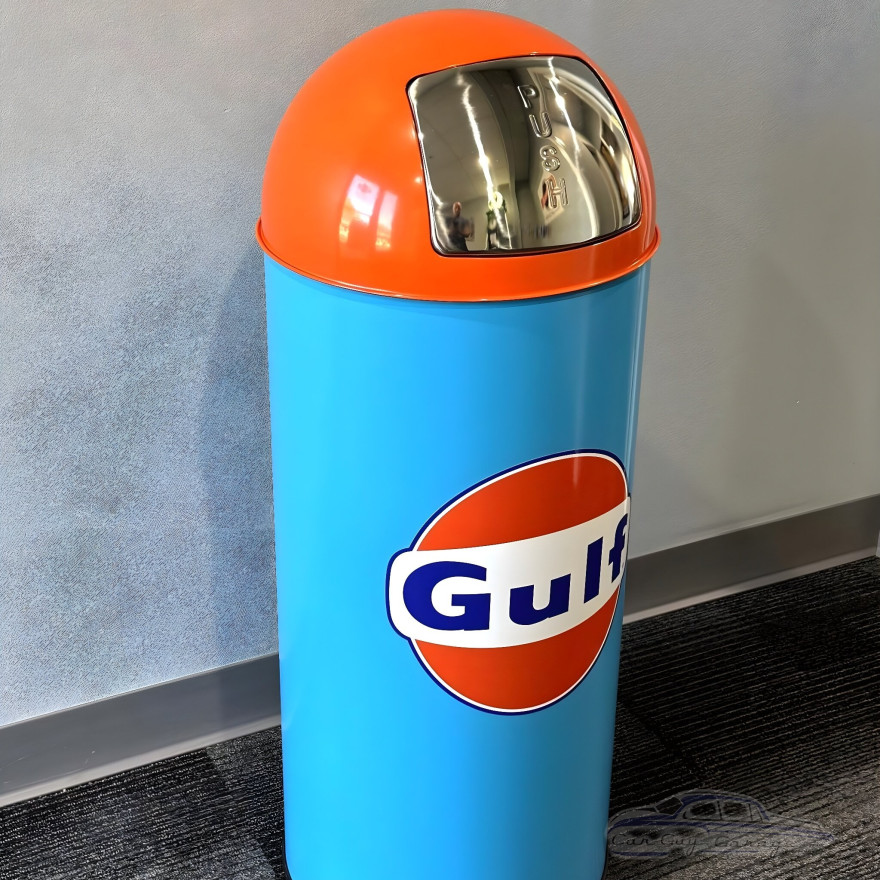 Gulf Heritage Edition Dome-Top Metal Trash Can, Push Door, 18.5 Gal