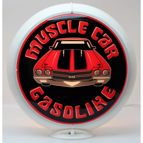 Muscle Car Gasoline Double-Sided Glass Gas Pump Globe Lamp - 16.5" x 18.75" x 8"