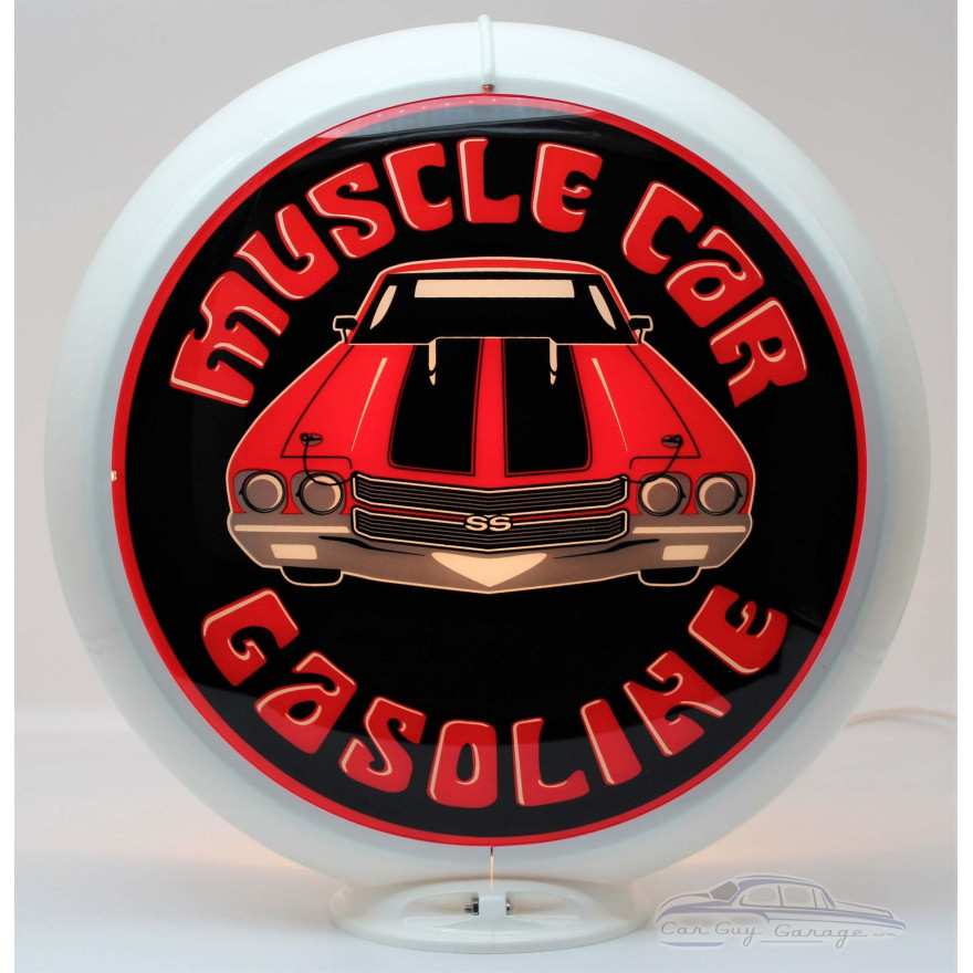 Muscle Car Gasoline Double-Sided Glass Gas Pump Globe Lamp - 16.5" x 18.75" x 8"