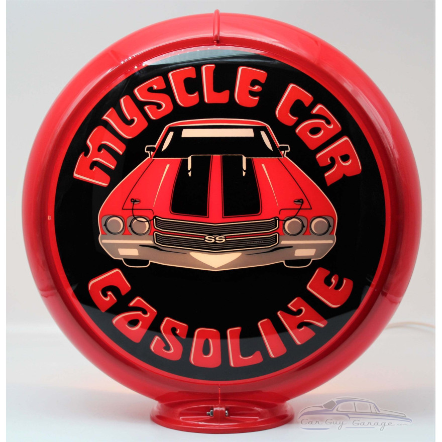 Muscle Car Gasoline Double-Sided Glass Gas Pump Globe Lamp - 16.5" x 18.75" x 8"