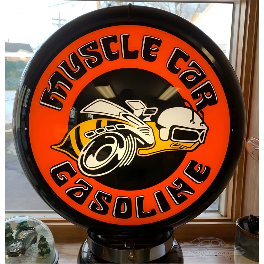 Muscle Car Gasoline Glass Gas Pump Globe Lamp - 16.5" x 18.75" x 8"
