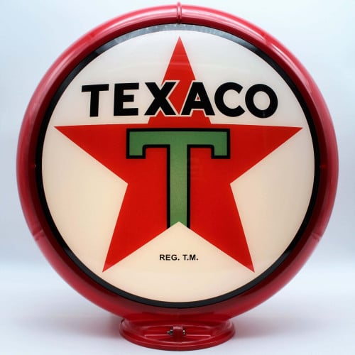 Texaco Star Glass Gas Pump Globe Lamp - 16.5" x 18.75" x 8"