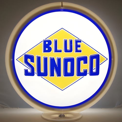 Blue Sunoco Diamond Glass Gas Pump Globe Lamp - 16.5" x 18.75" x 8"