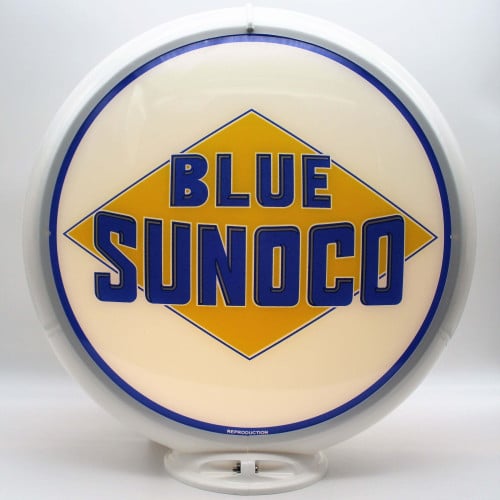 Blue Sunoco Diamond Glass Gas Pump Globe Lamp - 16.5" x 18.75" x 8"