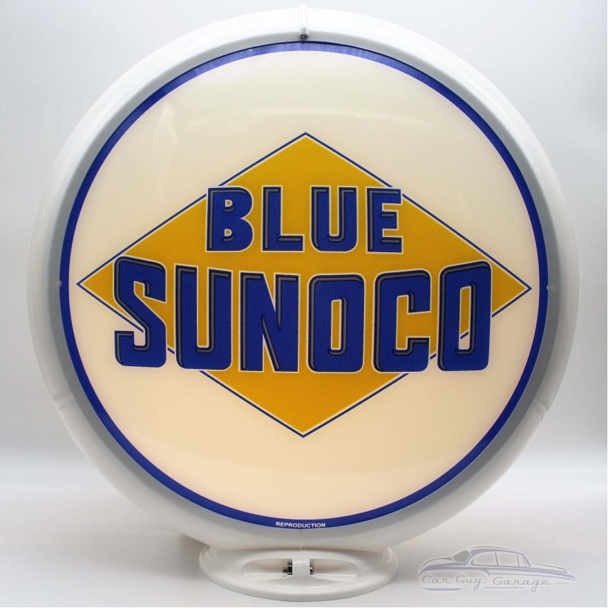 Blue Sunoco Diamond Glass Gas Pump Globe Lamp - 16.5" x 18.75" x 8"