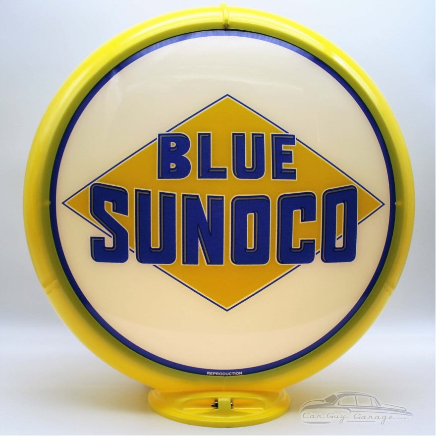 Blue Sunoco Diamond Glass Gas Pump Globe Lamp - 16.5" x 18.75" x 8"
