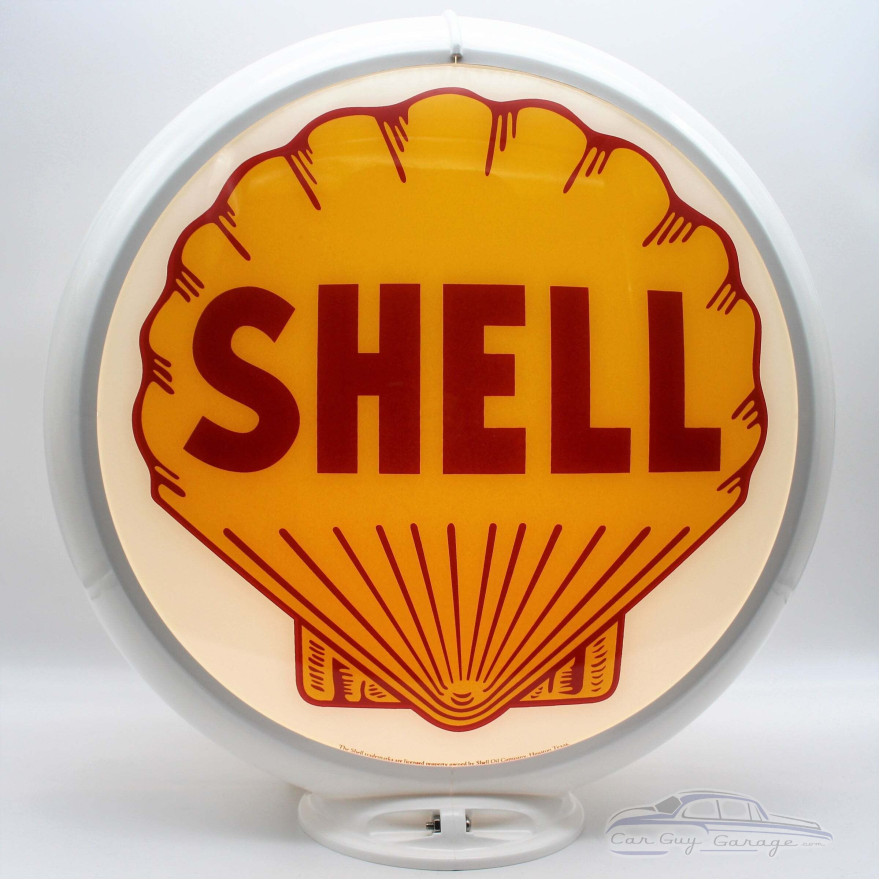 Shell Glass Gas Pump Globe Lamp, Double-Sided - 16.5" x 18.75" x 8"
