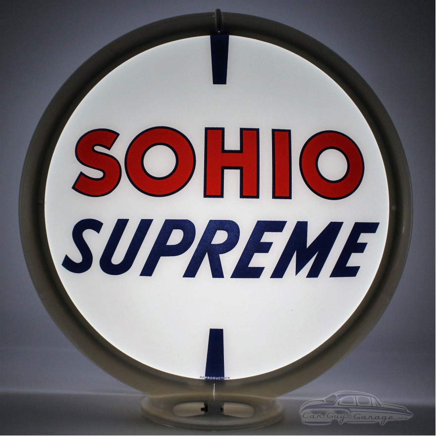 SOHIO Supreme Double-Sided Gas Pump Globe Lamp - 16.5" x 18.75" x 8"