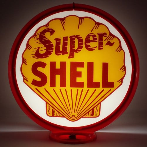 Shell Super-Shell Glass Gas Pump Globe Lamp - 16.5" x 18.75" x 8"