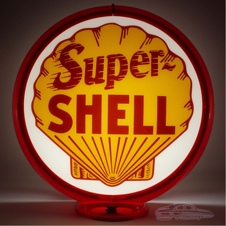 Shell Super-Shell Glass Gas Pump Globe Lamp - 16.5" x 18.75" x 8"