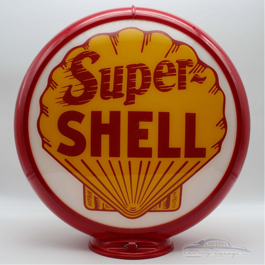 Shell Super-Shell Glass Gas Pump Globe Lamp - 16.5" x 18.75" x 8"
