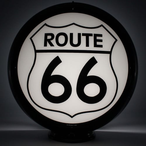 Route 66 Glass Gas Pump Globe Lamp - 16.5" x 18.75" x 8"