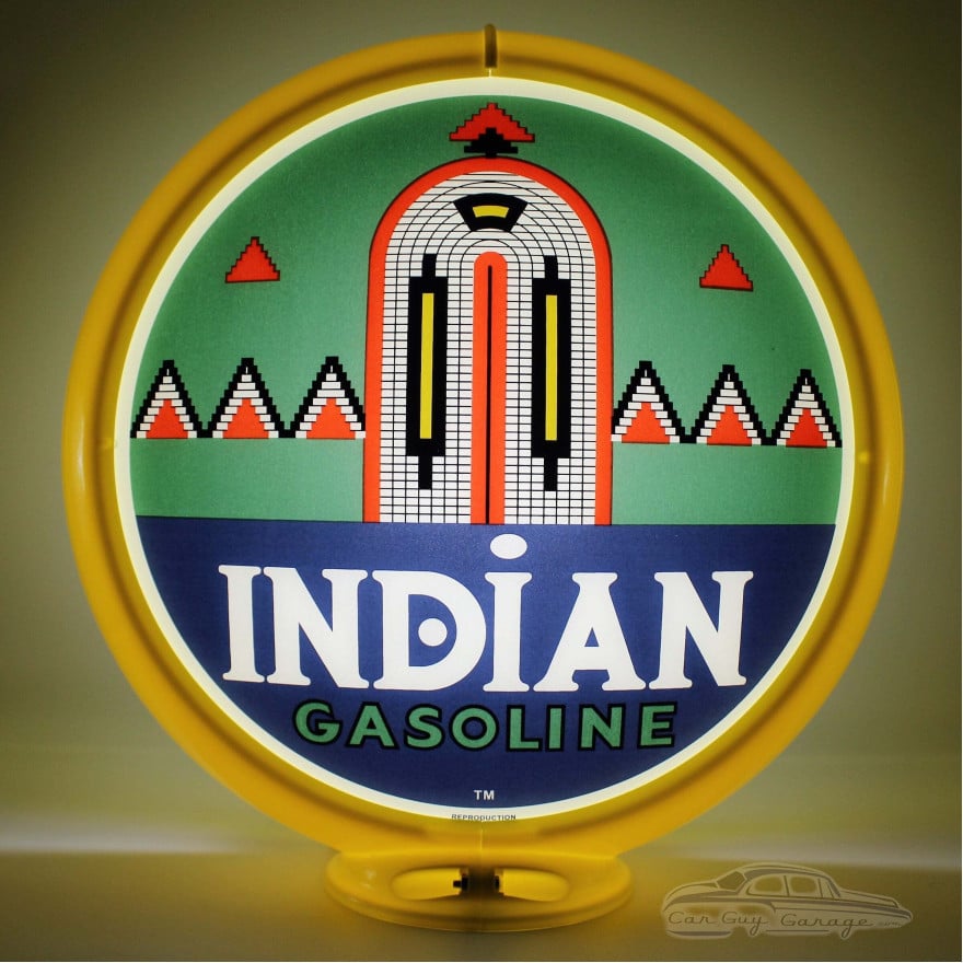 Indian Gasoline Glass Gas Pump Globe Lamp - 16.5" x 18.75" x 8"