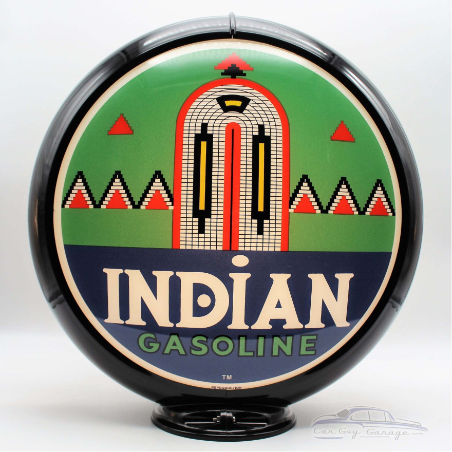 Indian Gasoline Glass Gas Pump Globe Lamp - 16.5" x 18.75" x 8"