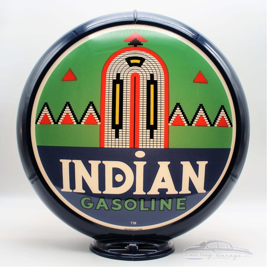 Indian Gasoline Glass Gas Pump Globe Lamp - 16.5" x 18.75" x 8"