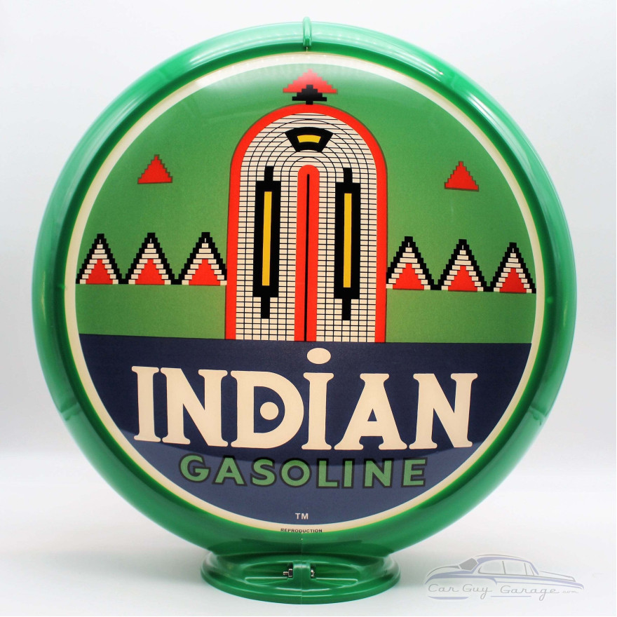 Indian Gasoline Glass Gas Pump Globe Lamp - 16.5" x 18.75" x 8"