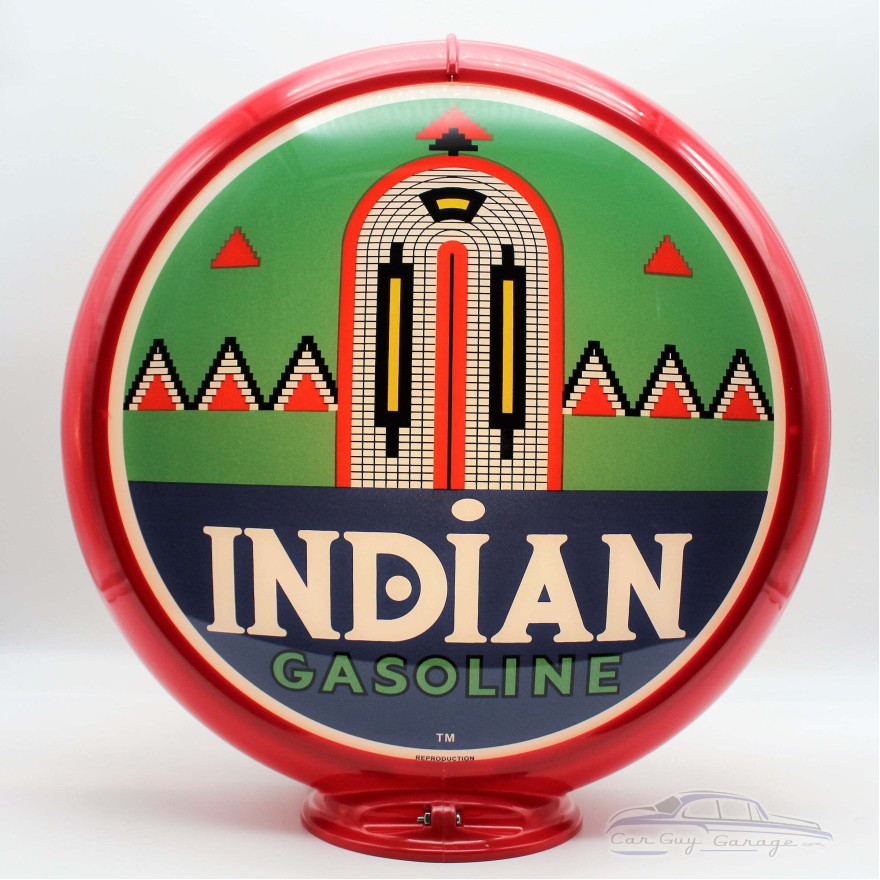 Indian Gasoline Glass Gas Pump Globe Lamp - 16.5" x 18.75" x 8"