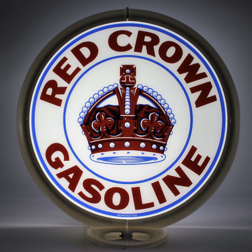 Red Crown Gasoline Glass Gas Pump Globe Lamp - 16.5" x 18.75" x 8"