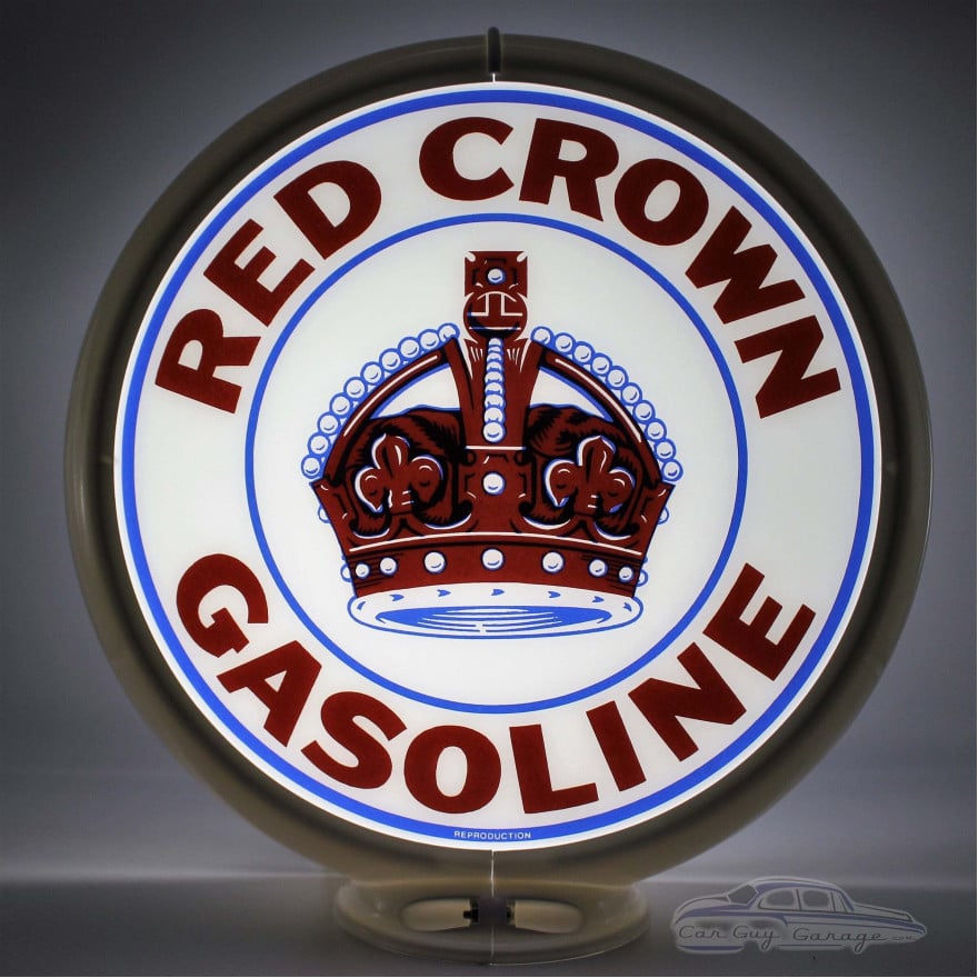 Red Crown Gasoline Glass Gas Pump Globe Lamp - 16.5" x 18.75" x 8"