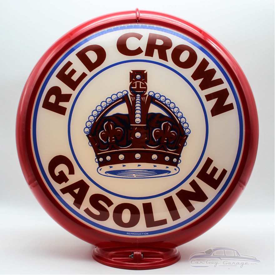 Red Crown Gasoline Glass Gas Pump Globe Lamp - 16.5" x 18.75" x 8"